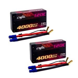 2Pcs CNHL 2S 7.6V HV Lipo 배터리 120C EC3 플러그 4000mAh 쇼티 하드 케이스 RC 자동차 보트 비행기