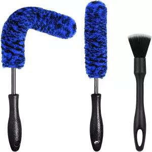SHMZK 3 PCS 휠 브러시 키트 및 어 청소 구부릴 수 있는 세트 소프트 차량 림 클리너 디테일 용품 자동차