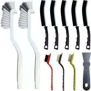 DUSCOKE 11PCS 자동차 청소 브러시 세트 하드 브리스틀 어 틈새 세척 짧은 핸들 오토 휠 림 디테일