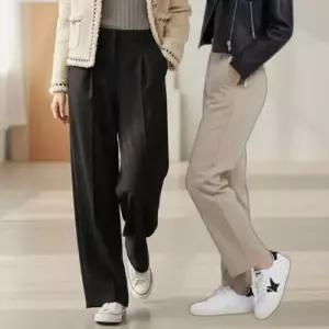 여성 톤다운 슬림 와이드핏 슬랙스 1P 캐주얼 오피스룩 정장 바지 WFNK9CA