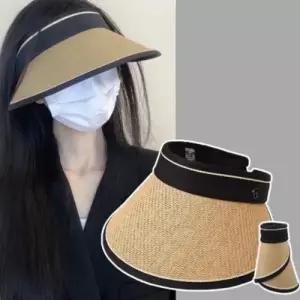 라탄 햇빛 차단 돌돌이 썬캡 여성 휴가 여름 모자 WFOFNOJ