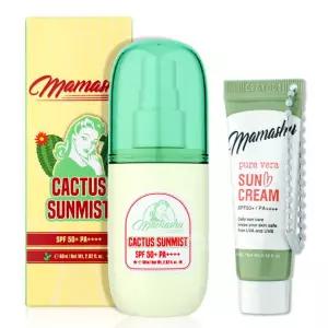 수분보충 마마슈 선인장 선미스트 60ml 안티에이징 주름개선 탄력강화 퓨어베라 선크림 5ml