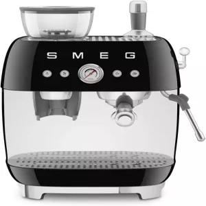 내장 그라인더 듀얼 써모블록 50년대 레트로 스타일 - 블랙(120V)이 장착된 Smeg EGF03 반자동 에스프레소
