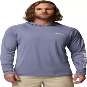 컬럼비아 남성 PFG 터미널 태클 롱 슬리브 낚시 후드티 뉴문/화이트 로고 X-Large Tall
