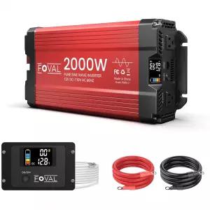 FOVAL 2000W 순수 사인파 인버터 2V DC0V AC 컨버터 LCD 디스플레이가 장착된 4000W 피크 파워 가정용 RV