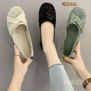 망사 슈즈 플랫 여름 메리제인 단화 신발 레이스 중년 255 여자 구두 블랙