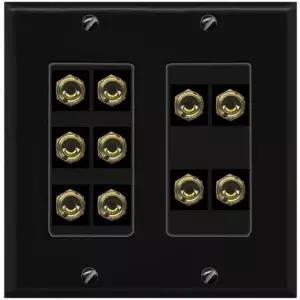 Rite 50 서라운드 사운드 5 스피커 0 바나나 플러그 잭 월 플레이트 여성 커넥터 2 갱 [블랙/블랙] Black/Black