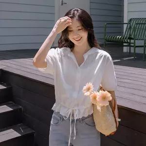 [JUST BETTER] 아일렛 펀칭 프릴 블라우스