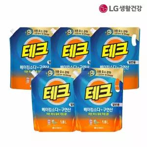[무료배송] [테크] LG생활건강 테크 베이킹소다 구연산 액체세제(일반) 리필 2L3개  1.8L2개