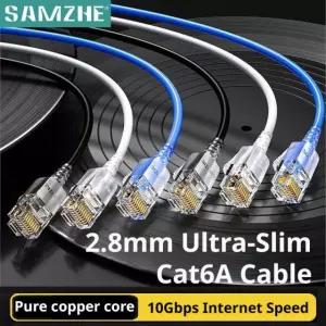 SAMZHE 슬림 Cat6A RJ45 LAN 네트워크 패치 AWG 지원 3 Cat7 하얀색 0.5미터