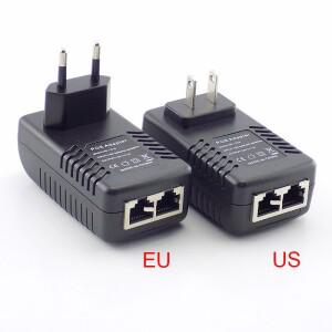 POE 어댑터 AC 110V-240V ~ DC 12V 15V 18V 24V 48V 0.5A 1A 인젝터 전원 공급 장치 볼트 변압기 24W