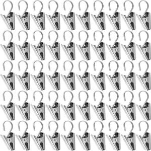 니터 50 PCS 스테인리스 스틸 커튼 후크 클립 막대 걸이용 S 사진 홈 데코 야외 크리스마스 파티 와이어