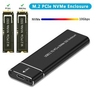 M.2 NVMe SSD 인클로저 어댑터 알루미늄 케이스 USB C 3.1 Gen2 10Gbps-2230/2242/2260/2280 PCIe 외부 상