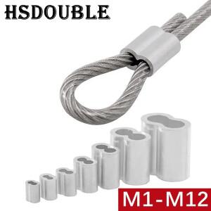 1-100Pcs 이중 구멍 케이블 압착 슬리브 M1 ~ 와이어 페룰 8 모양 알루미늄 스토퍼 로프 하드웨어 액세서리