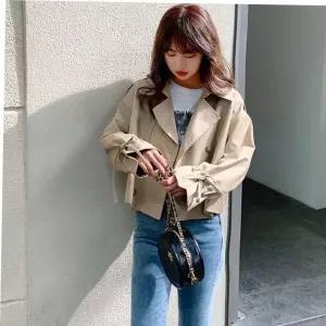 모직 코트 자켓 트렌치 단추 크롭 더블 날씬 베이지 가을 숏기장