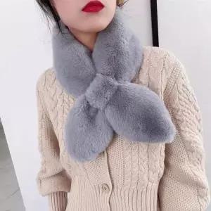 H 소프트 포근 퍼 크로스 넥 머플러