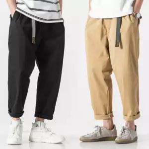 남자하의 오버핏 배기팬츠 밴딩 캐주얼 패션룩 데일리 슬렉스 면바지 (W95AF8A)