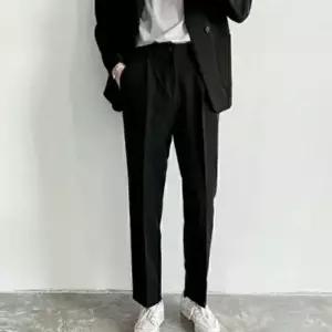 봄 가을 남성 캐주얼 3컬러 와이드핏 슬랙스 바지 기모안감바지 일자바지 (W94B9CB)