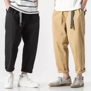남자하의 오버핏 배기팬츠 밴딩 캐주얼 패션룩 데일리 슬렉스 면바지 (W95AF8A)