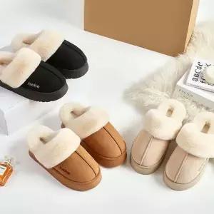 [하프클럽/]통굽 실외용 데일리 푹신한 겨울 슬리퍼 털 키높이