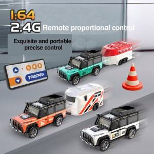 RC카 1 64 고정밀 미니 합금 RC 2 속도 차량용 오프로드 가변 4G 트레일러