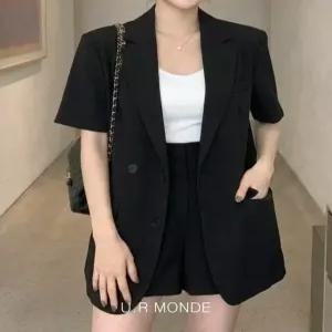 [유아몽드]여성 정장 투피스 핀턱 하프 팬츠 루즈핏 썸머 수트