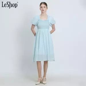 [르샵(LeShop)] 스모킹 백스트링 퍼프 원피스 (택가격: 99000원)