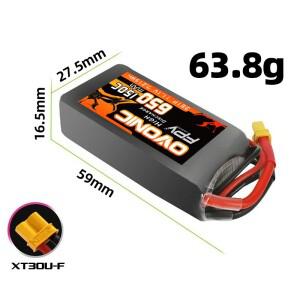 OVONIC RC 헬리콥터 쿼드콥터 FPV 레이싱 드론 부품, XT30 플러그 포함 리포 배터리, 650mAh, 3S, 11.1V,