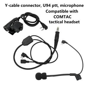 Y케이블 커넥터  U94 PTT  COMTAC 전술 헤드셋과 호환되는 마이크 어댑터 키트 청력 보호 슈팅 헤드폰