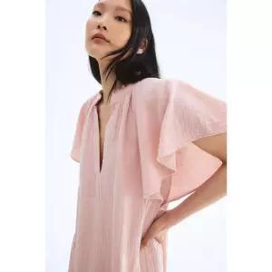 HM A라인 모슬린 드레스 파우더 핑크 1275764001