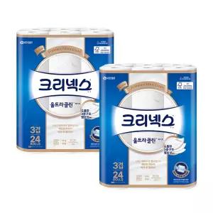 크리넥스 천연펄프 3겹 울트라클린 화이트, 25m, 24롤, 2개