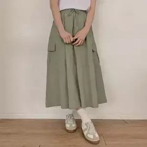 핫핑 [캐주얼무드] 그랩 밴딩 스트링 카고 롱스커트