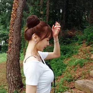 여성 정수리 부분 똥머리 가발 당고머리 투톤-WFFTTKX