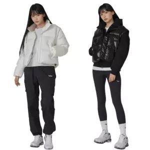 [미즈노](하남점) 24AW 여성 디테쳐블 크롭 다운 쟈켓 32YE4822 3C 소매 탈착이 가능한 패딩조끼 다운자켓