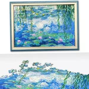 명화 직소 퍼즐 고급 수지 액자형 모네 수련 직소 퍼즐 세트 500피스 유대감 소근육 형성 그림 발달