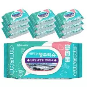 기본에 행주티슈 플러스 케어 80매 × 10팩 구성 / 세균닦는 주방 위생티슈