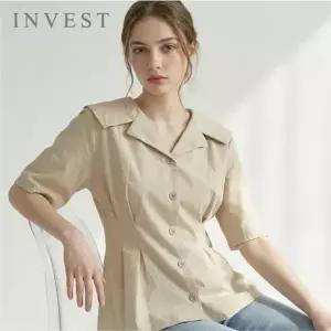 [인베스트]와이드 카라 핀턱 블라우스_INI6M1BL5361