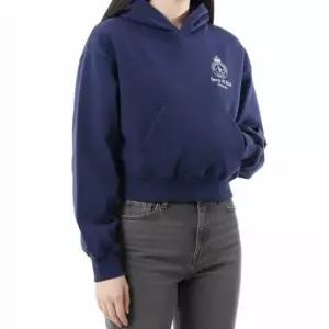 스포티앤리치 MUST IT_ Crown Logo Cropped Hoodie - NavyWhite WS070S408CN) 크라운 로고 크롭 후디)