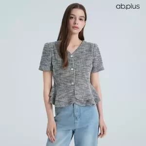 [ab.plus] 트위드 패플럼 반팔 블라우스 자켓 (LSA2MJ32A)