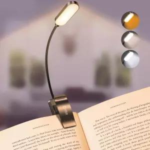 Gritin 16 LED 충전식 책 조명 침대에서 읽을 수 있는 - 눈을 돌보는 3가지 색상 온도 단계별 조광 밝기
