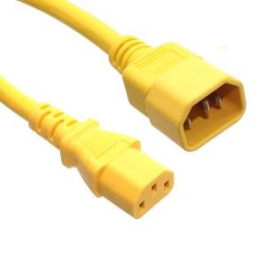IEC320 C14 - C13 PDU UPS 연장 케이블 15A 250V 남성-여성 연결 14AWG 3x2.08mm 노란색