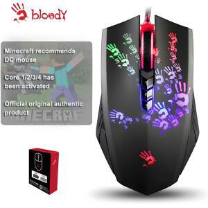 A4Tech 블러디 A60 게이밍 마우스, RGB 드래그 클릭, 6200 CPI, 8 매크로 키, X'글라이드 메탈 부트, 1000H