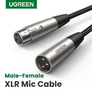 UGREEN-xlr-xlr 마이크 오디오 케이블 수-암 연장 리드 3 핀  Neutrik XLR 밸런스드 코드