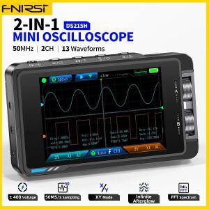 FNIRSI DS215H 2 in 1 미니 오실로스코프 수리 도구 듀얼 채널 50MHz 250MS/s 샘플링 속도 8개 언어 지원