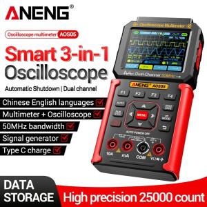 ANENG AOS05 3-in-1 True RMS 멀티미터 듀얼 채널 50MHz 대역폭 200MSa/s 샘플링 속도 25000 카운팅 전기