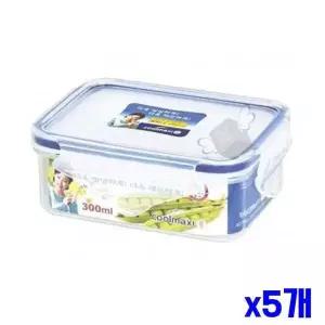 [콩심팥심]밀폐력 김치통 좋은 300ml 직사각 밀폐용기 x5개