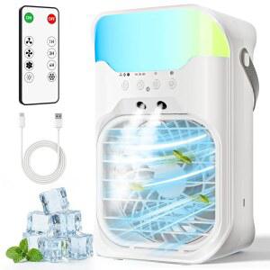 4in1 멀티 휴대용 에어컨 1600ML 대용량 수조 미스트 냉풍기 리모컨 10색 조명