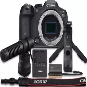 캐논 EOS R7 미러리스 카메라(바디 전용) DM-E100 마이크 + HG-100TBR 삼각대 그립 기타(14개 번들)