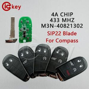 IC 키 4A 칩 433MHz 스마트 카드 자동차 리모트 SIP22 블레이드 FCCID:M3N-40821302 (컴패스 -용)