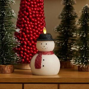 LUMINARA 불꽃 없는 크리스마스 장식 - 9.7CM 포함 왁스 움직이는 리얼 색상, 작동, 화이트, LED 타이머 피규어 오렌지 내추럴 X 눈사람 배터리 캔들 15.2CM(3.8인치 6인치)